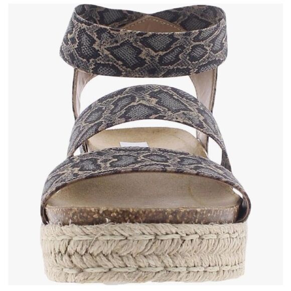 STEVE MADDEN Women's Kimmie Wedge Sandal Blu Snake Size 8 Cork Platform NEW - Picture 4 of 9